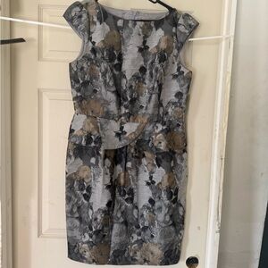 Adrianna Papell Gray and Brown Floral Mini Dress